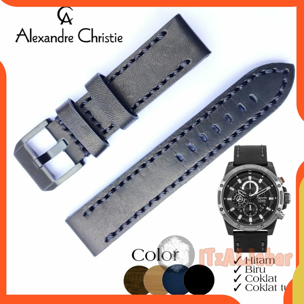 Tali jam tangan Alexandre christie 6506 kulit Asli Leather strap