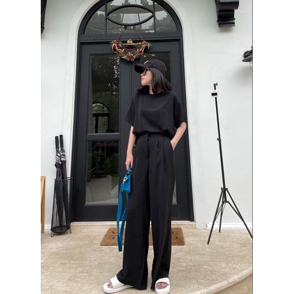 Celana Kulot Crinkle Highwaist Wanita Loose Cullote Pants