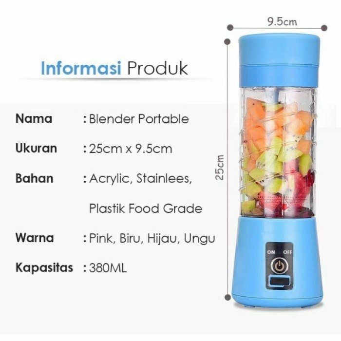 Promo Blender Portable - Blender Juice USB 6 Mata Pisau Mini Blender Juicer