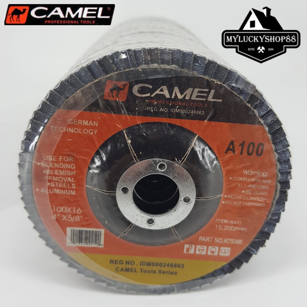 Flap Disc Sand Grit 4 Inch 100 mm A100 Amplas Gerinda Susun Camel 100