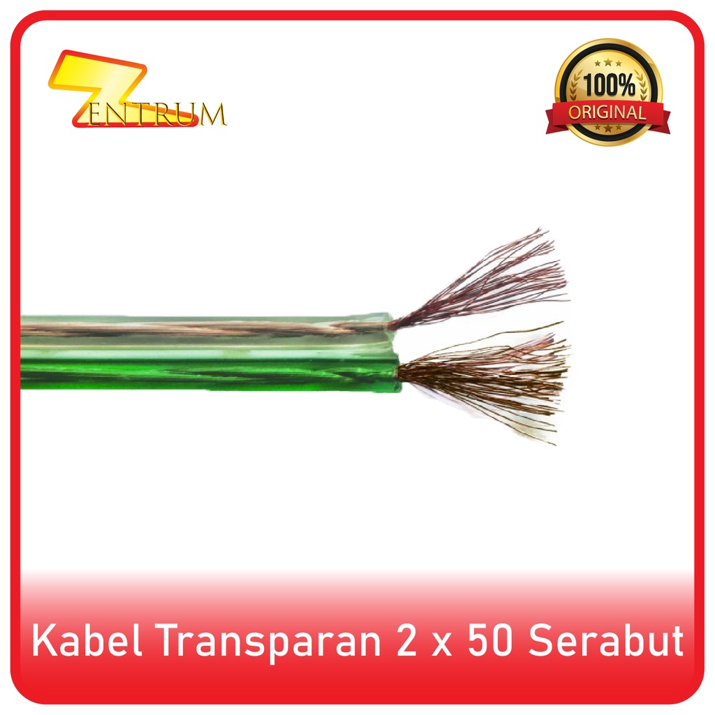 Kabel Listrik Transparant 2 x 50 SERABUT (15 Yard) BAHAN SUPER