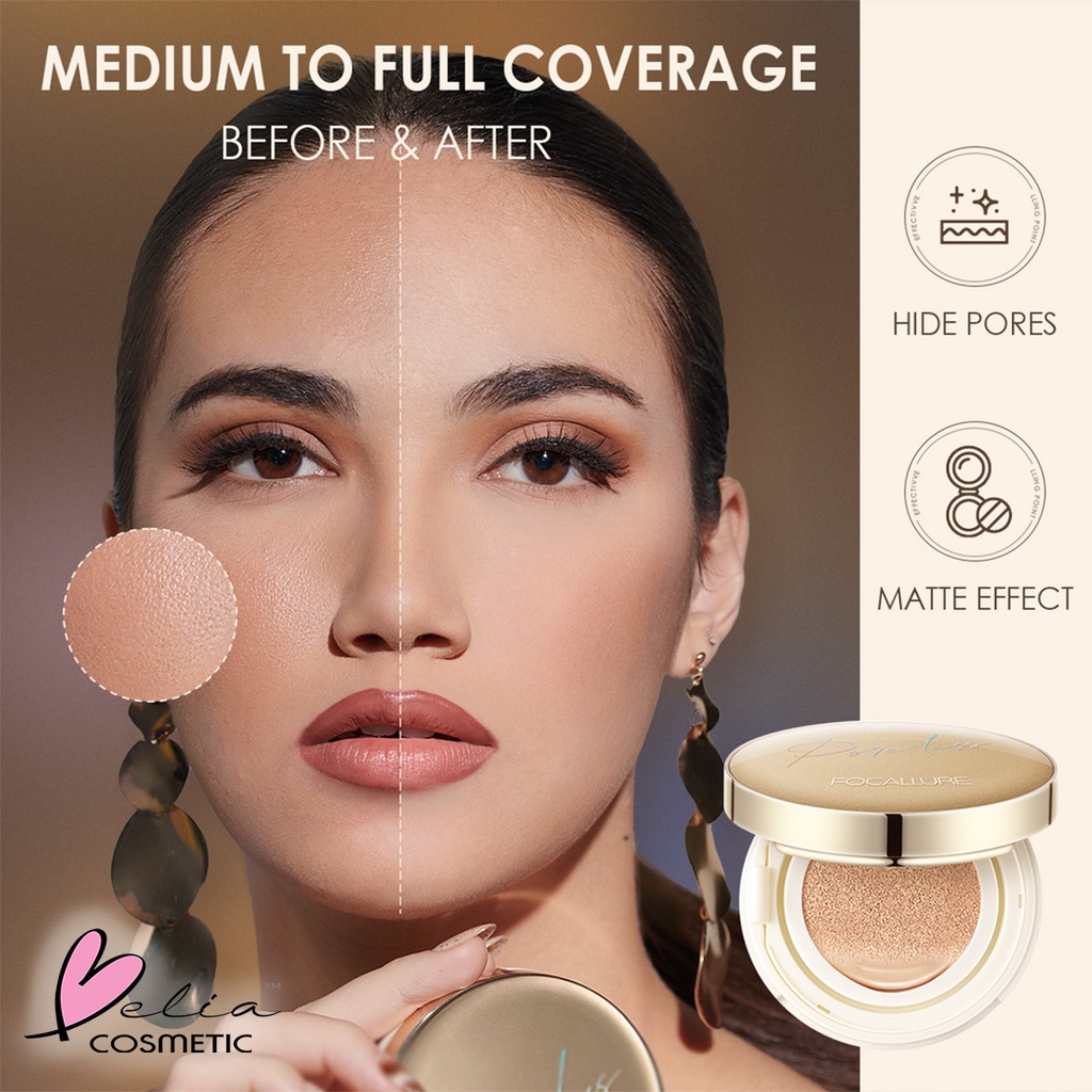 ❤ BELIA ❤ FOCALLURE Poreless Matte Air Cushion Foundation FA198 | BB Cushion Full Coverage Waterproof Foundation | BPOM