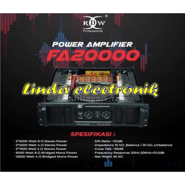 POWER AMPLIFIER 2 CHANNEL FA20000 / FA 20000 RDW PROFESSIONAL