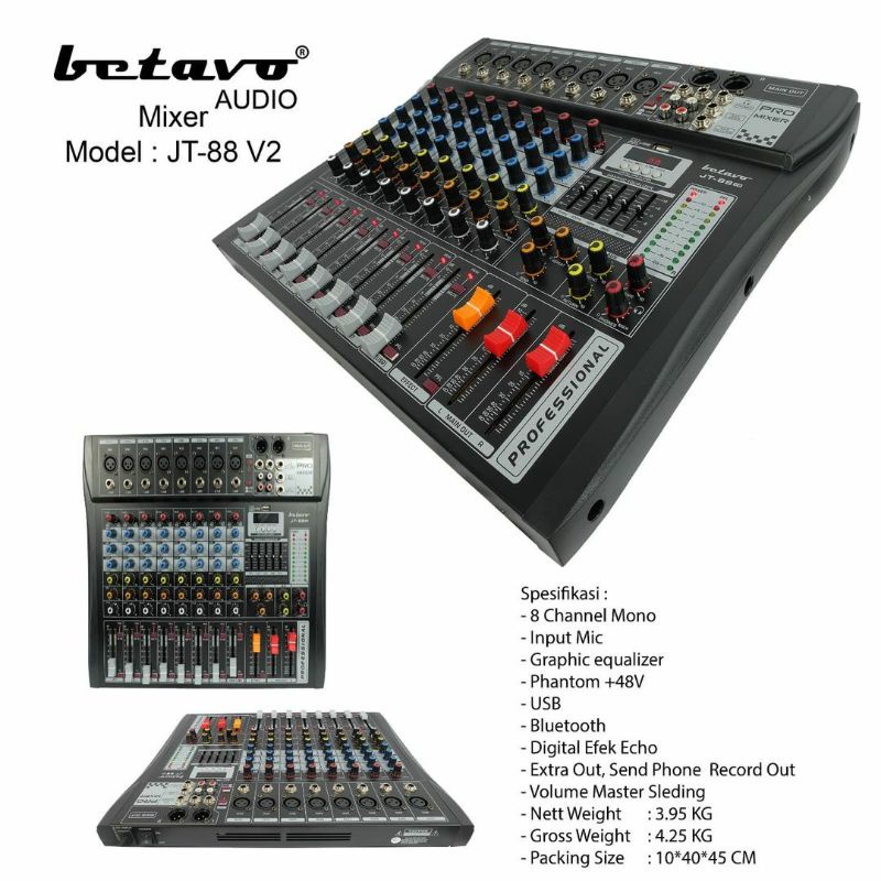 Mixer 8 channel Jt 88 v2 Original Mixer Audio streo