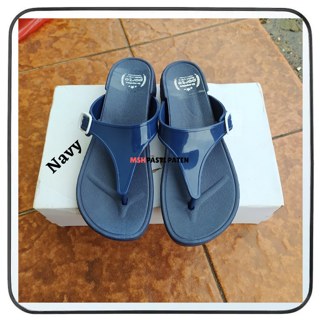 Terbaru sandal jepit wedges wanita ori porto 3028l ukuran 36-40 bahan karet tahan air