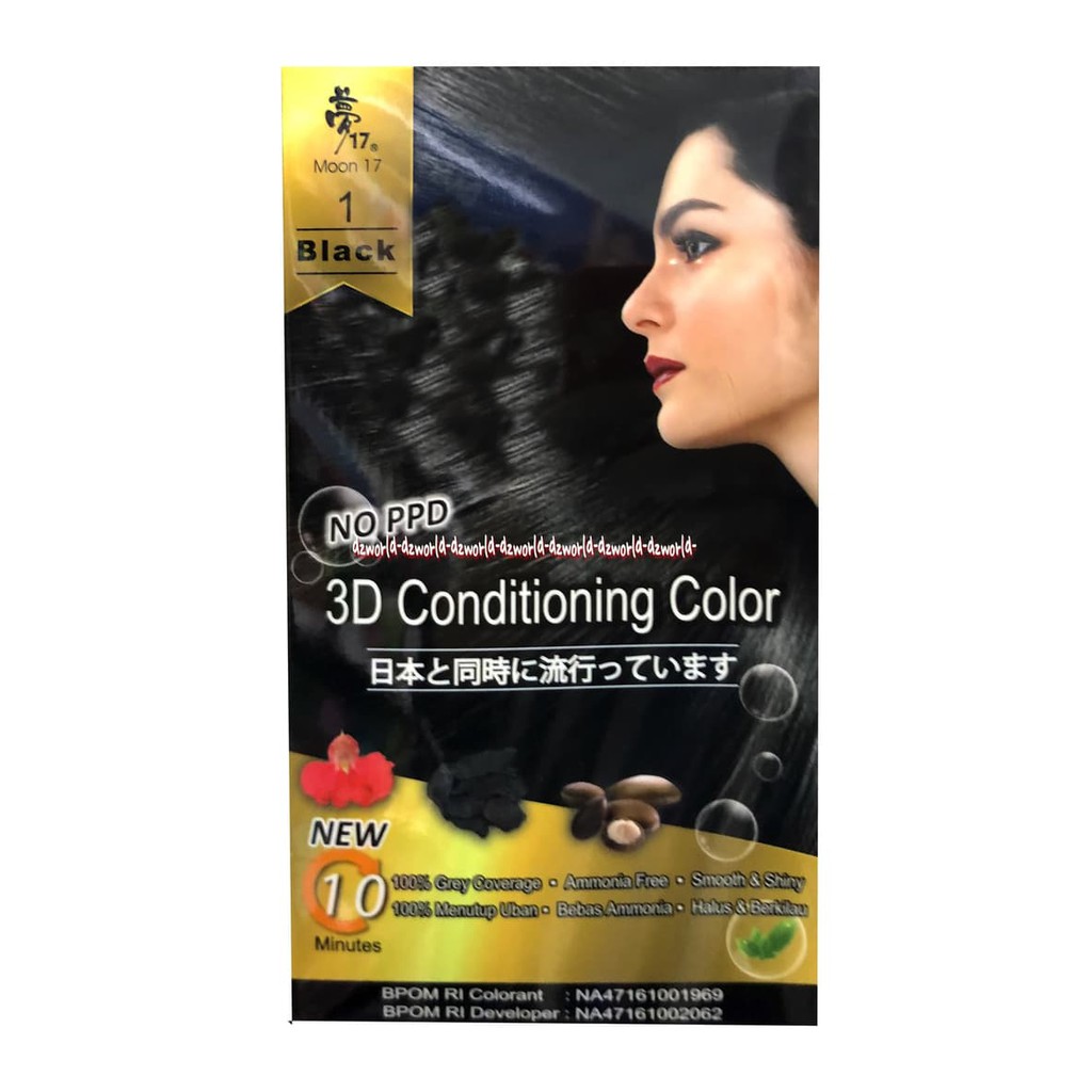 dzw3367 Moon 17 No Ppd 3D Conditioning Color 1 Black Cat Rambut Semir Rambut