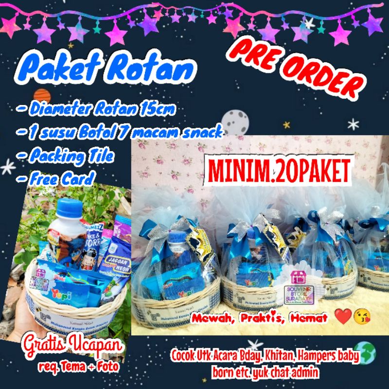 Hampers Snack Ultah / Paket rotan / Parcel Ultah / Hampers baby born/ Rotan Snack/ Snack Ultah Murah