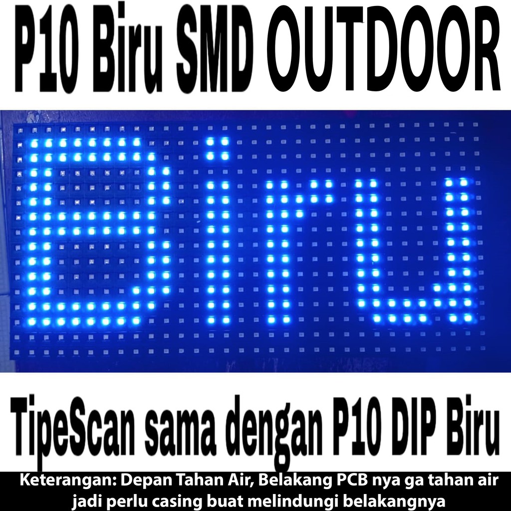 Panel Modul LED P10 Biru SMD OUTDOOR HUB12 32x16cm