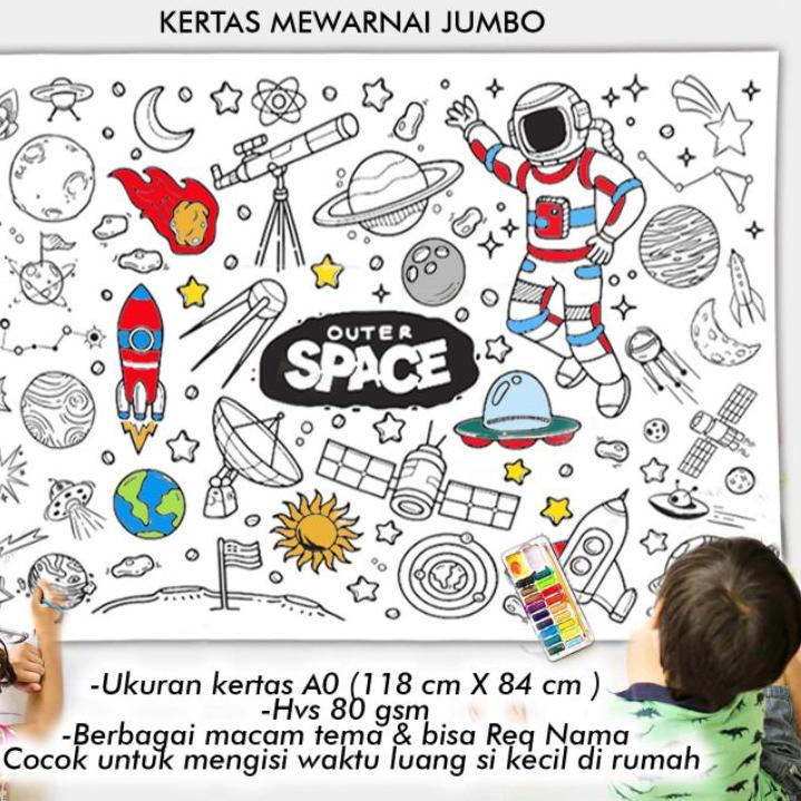 

(PROMO YYT56) JUMBO COLORING SHEET bisa custom nama KIDS GIANT POSTER 84x118cm KERTAS MEWARNAI BESAR MAINAN ANAK AOT ATTACK ON TITAN AMONG US SPACE PRINCESS CARTOON ⁎