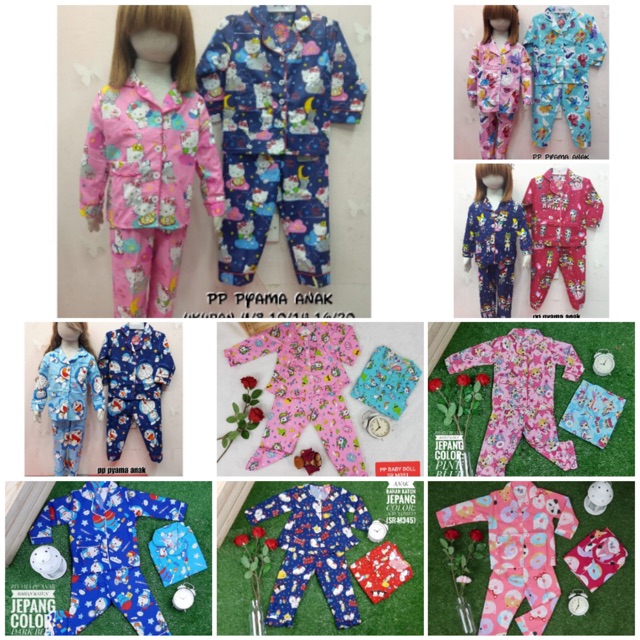 SETELAN BAJU TIDUR PIYAMA KATUN ANAK 2-7 TAHUN MOTIF RANDOM CELANA PANJANG LENGAN PANJANG