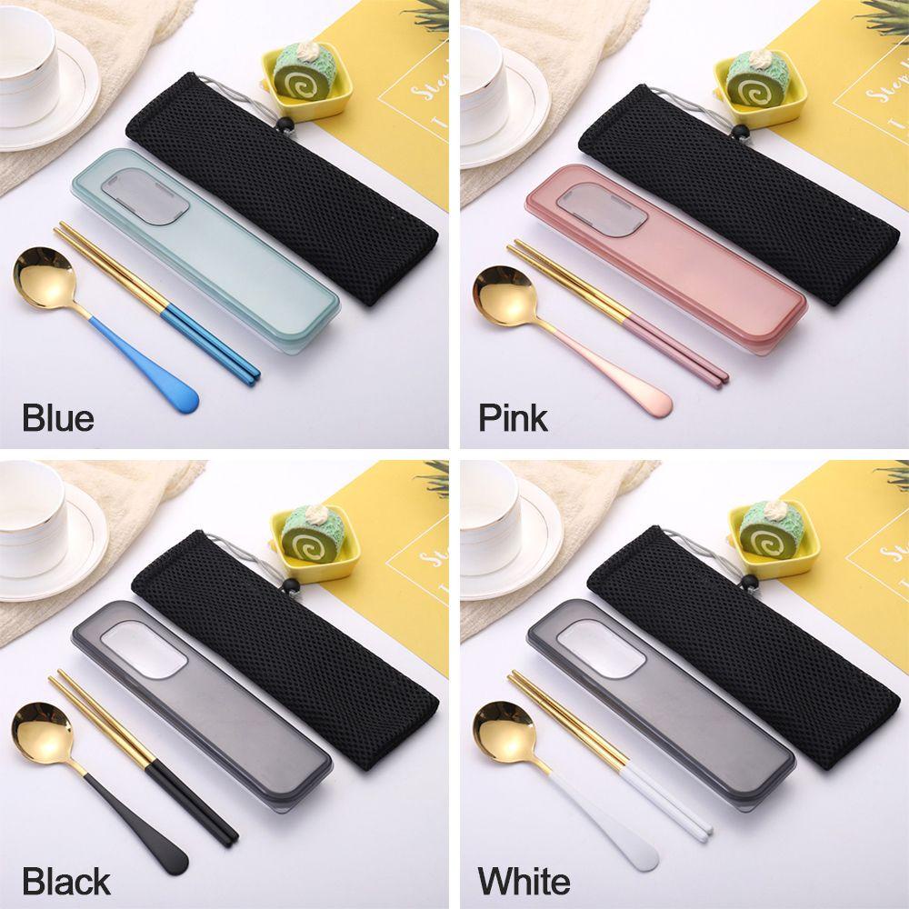 Solighter 2Pcs Cutlery Set Portable Sendok Garpu Set Alat Makan Set Alat Makan Set