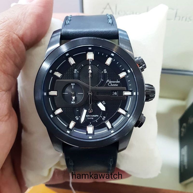 jam tangan pria alexander cristie original ac6562 full black