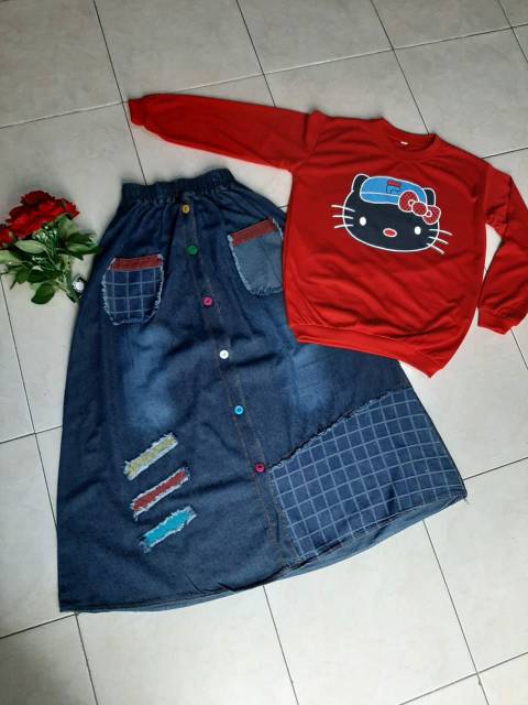 Setelan rok jeans anak