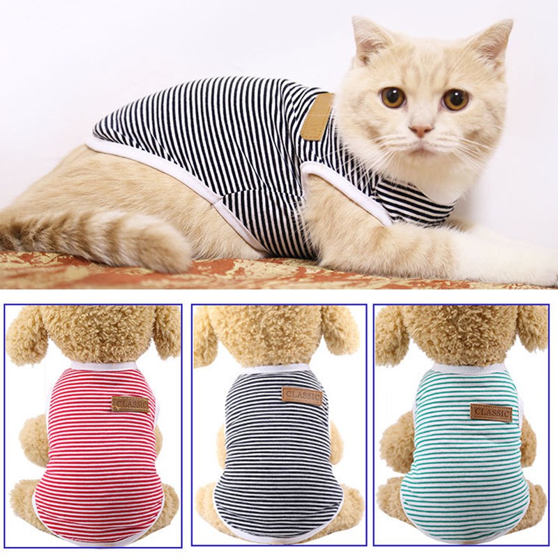 IMPORT Classic Stripe Pet Cat Clothes for Cats Summer Dog Cat Vest Shirt katten kleding Kedi Suit