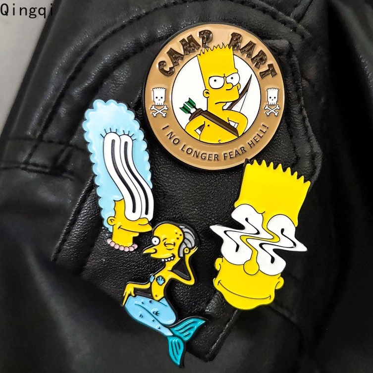 Bros Pin Enamel Desain Karakter Kartun Simpson Family Gaya Vintage Untuk Koleksi Topi