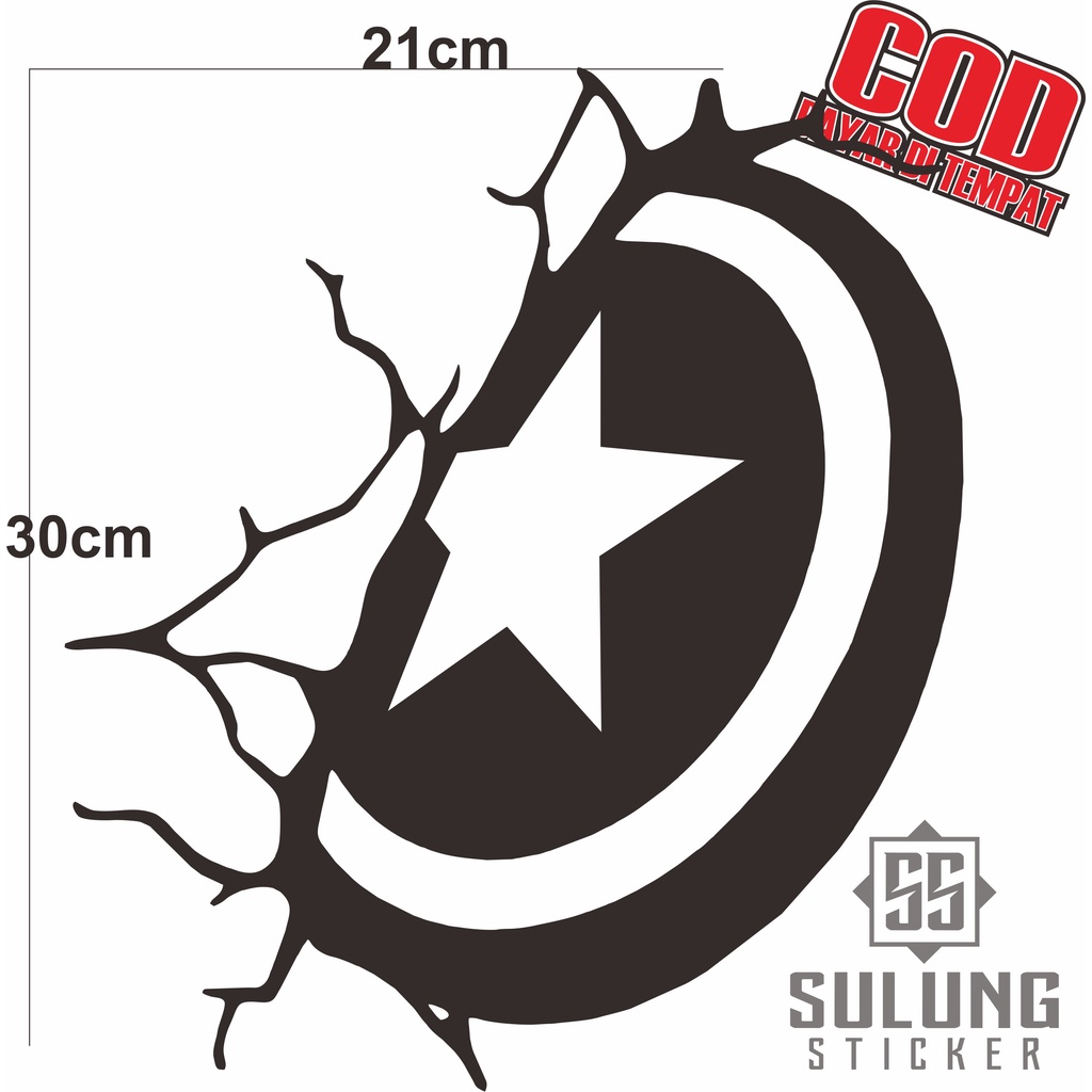 Stiker Mobil Tameng Captain America Avanger Cutting Sticker