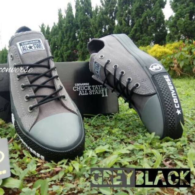 Converse Chuck Taylor New Release Undefeated Low Pendek Abu Hitam Grey Black