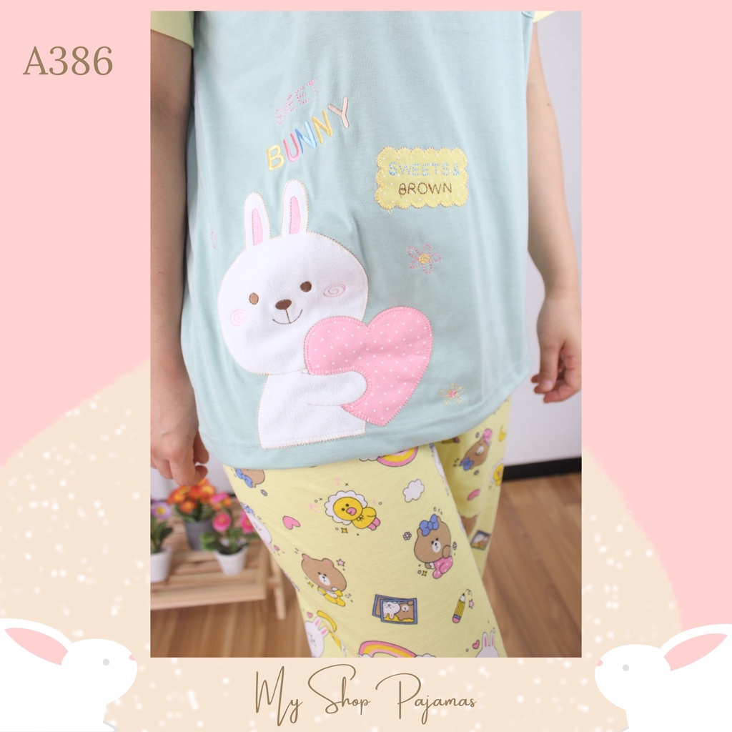 PIYAMA BABYDOLL SLEEPWEAR TANGAN LENGAN PENDEK CELANA PANJANG ANNE CLAIRE / BAJU PAKAIAN TIDUR SETELAN WANITA DEWASA PAJAMAS CP-7