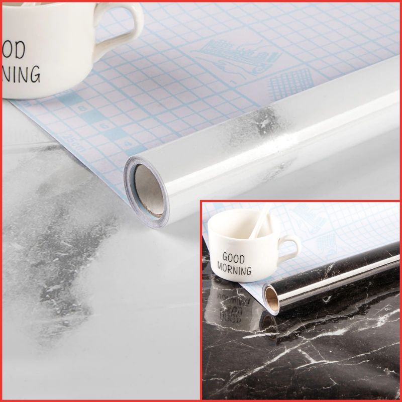 Sticker Wallpaper Meja Makan Dapur Anti Minyak Air Waterproof Motif Marmer 2 Meter