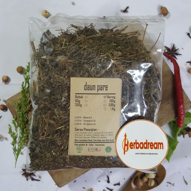 

1 KG DAUN PARE PARIA MOMORDICA CHARANTIA BITTER MELON KUCUA TUDU PAE SIMPLISIA KERING DRIED