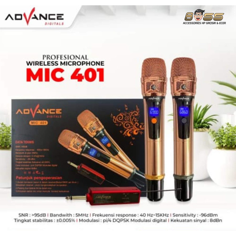 Mic Wireless Double Advance 401 Microphone Advance 401