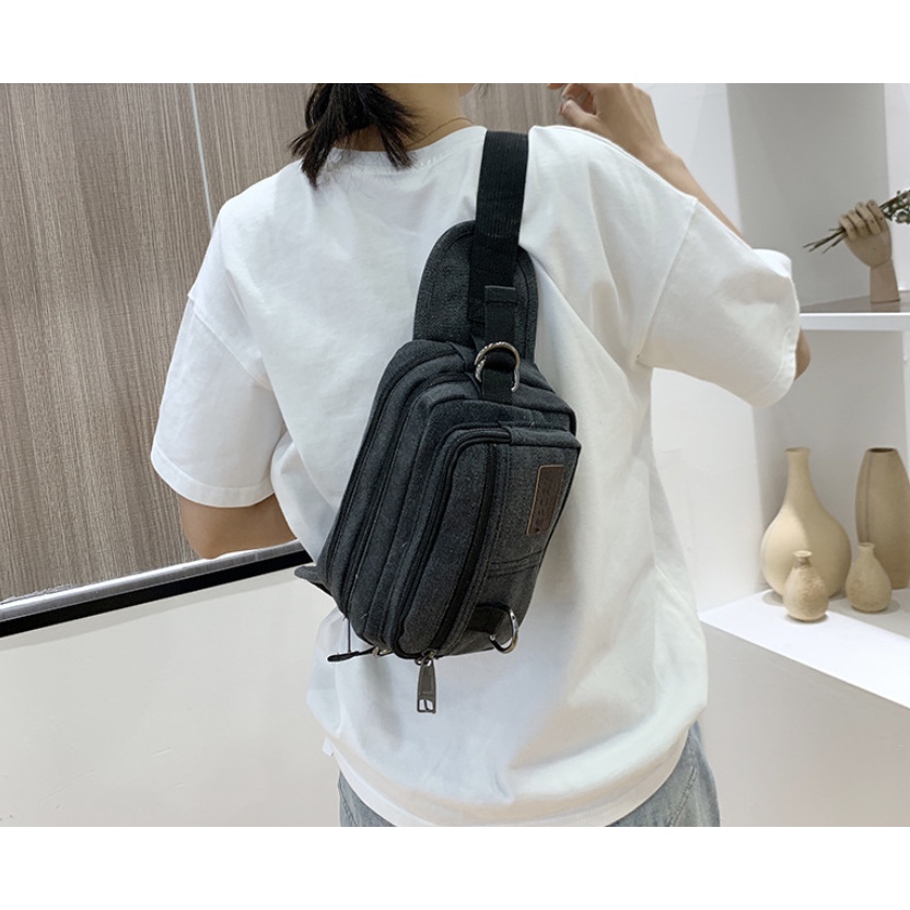 Tas Pinggang Slempang Selempang Kanvas waist bag Import Impor J171