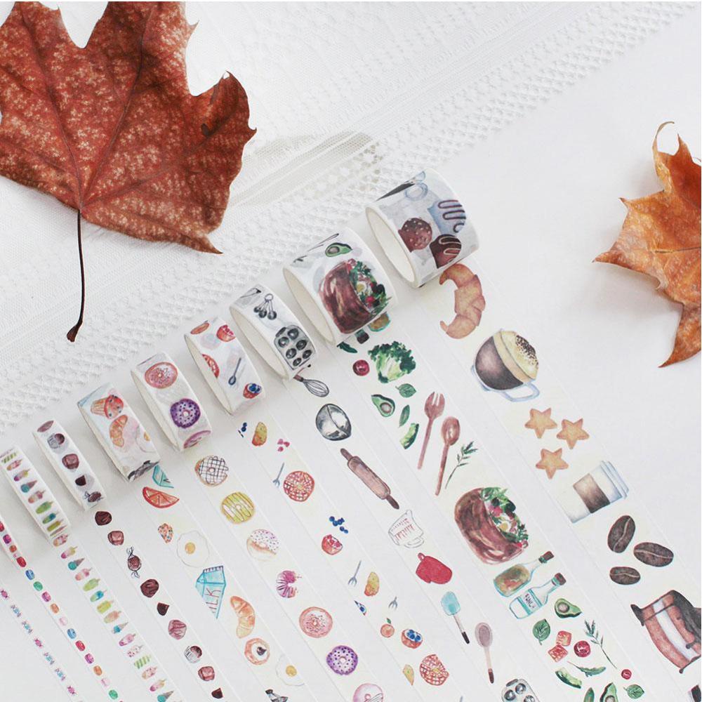Timekey 10Pcs / Set Stiker Kertas / Selotip Washi Motif Kartun Untuk Dekorasi Scrapbook / Agenda A5K7