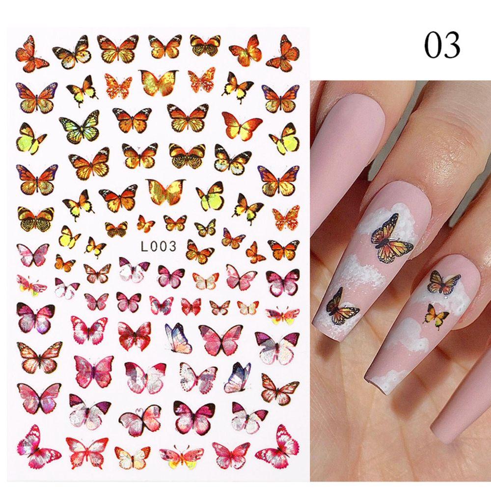 Preva 1lembar 3D Stiker Kuku Kupu-Kupu Wanita Decals DIY Dekorasi Nail Art