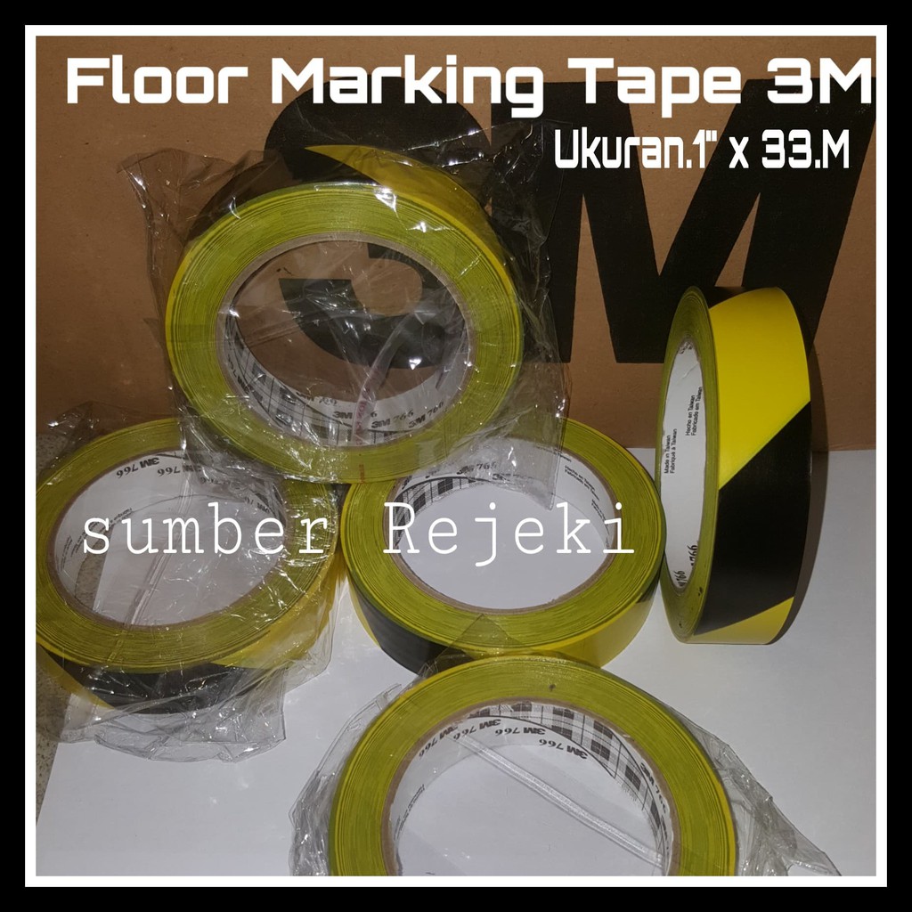 

3M 766 Floor Marking Tape Ukuran 24mm x 33.m Yellow-Blcak isolasi 3M