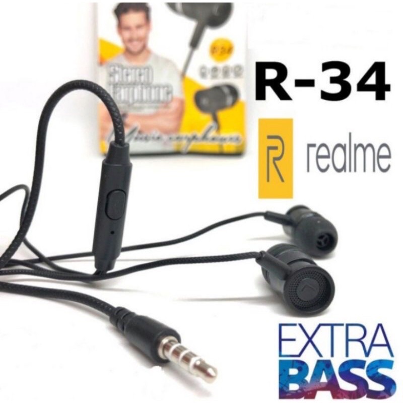 HANDSFREE HEADSEAT EARPHONE HF REALME + MIC R34