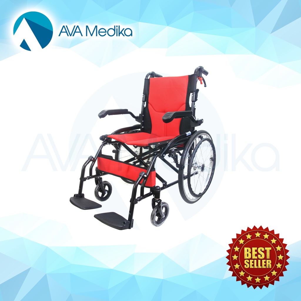 KURSI RODA TRAVELLING Kursi Roda Travelling Semi Selonjor RS Merah Red