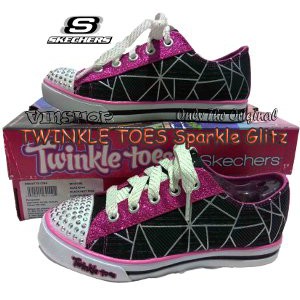 Unik Skechers Twinkle Toes  S LIGHTS   SPARKLE GLITZ  Sepatu Anak ORIGINAL  10706L BKHP Murah