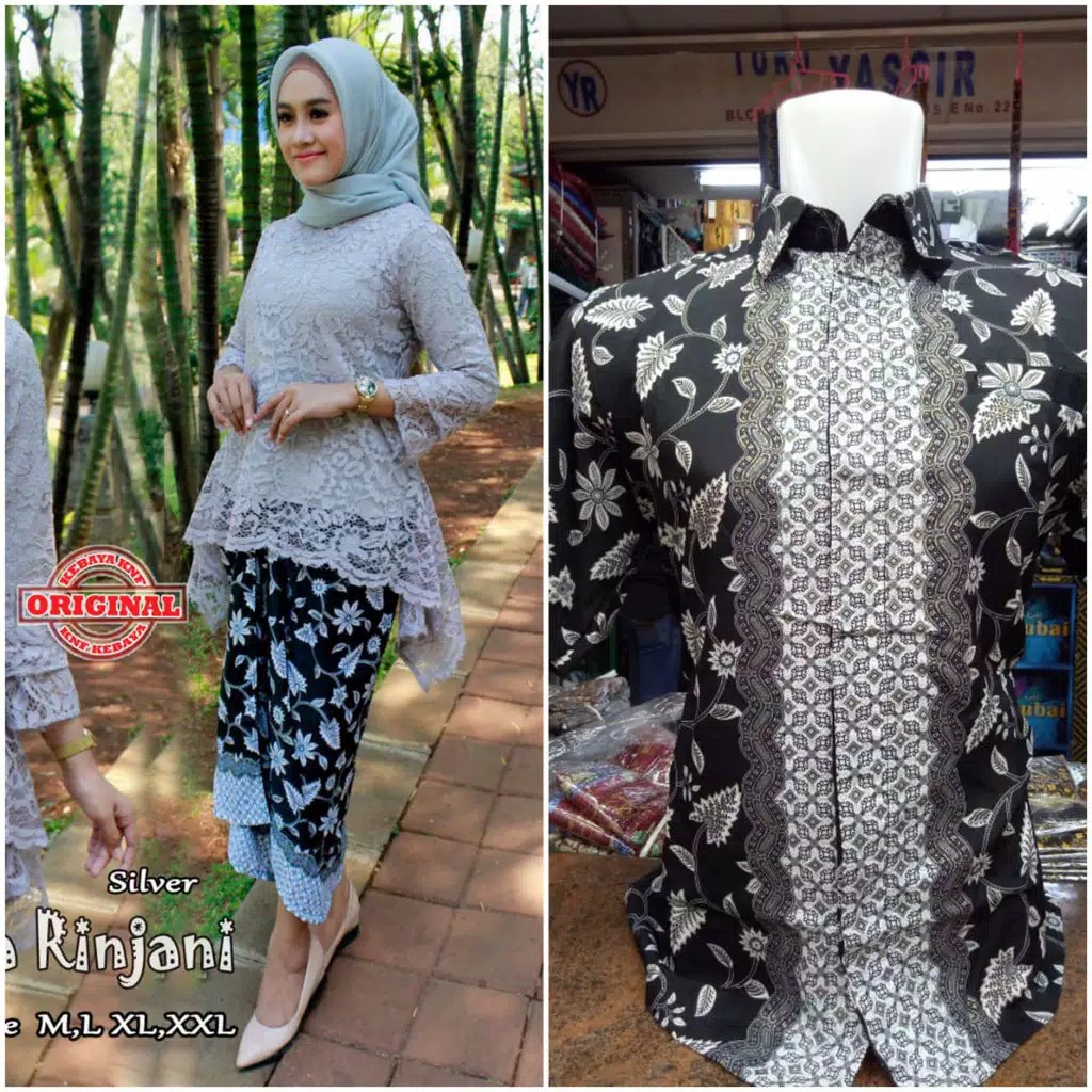 Kebaya couple tika Rinjani/Kebaya Couple/Kebaya KNF-Silver set couple
