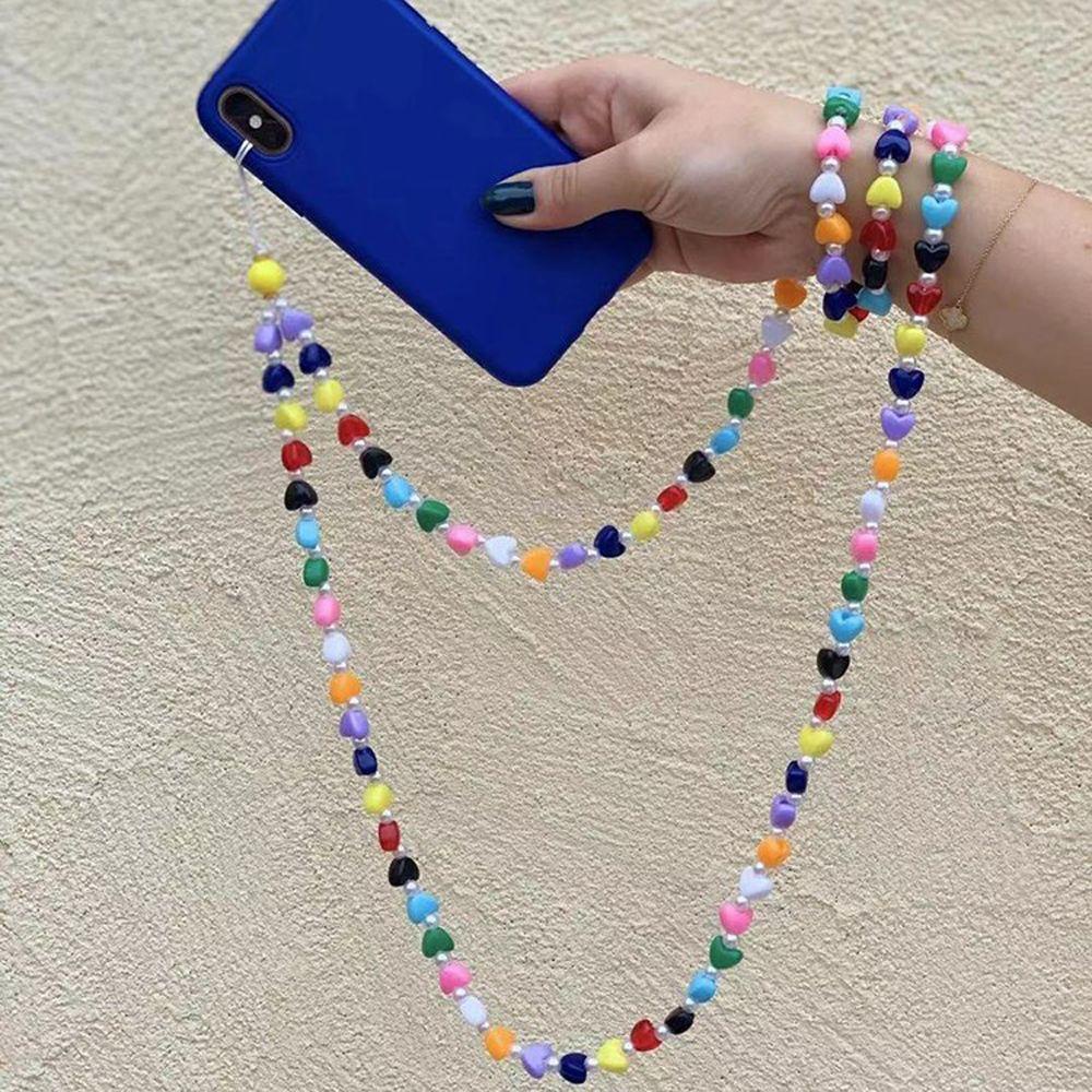 Agustina Lanyard Ponsel Untuk Wanita Buatan Tangan Perhiasan Telepon Pesona Evil Eye Acrylic Beads Phone Pendant