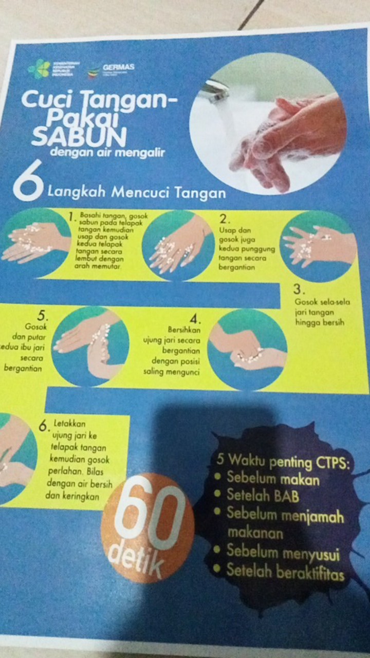 Poster 6 Langkah Cuci Tangan Pakai Sabun Dengan Air Mengalir Laminating Glossy Shopee Indonesia