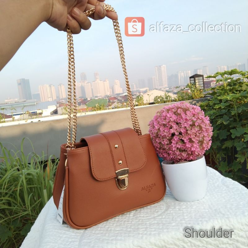 ALFAZA Tas Wanita Tali Rantai Mewah 3 in 1 ukuran 22x15cm