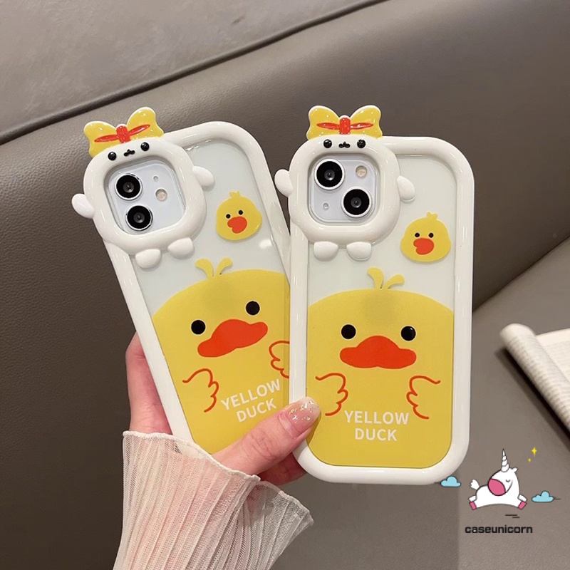 Soft Case TPU Motif Kartun Bebek Kuning 3D Untuk iPhone 7 Plus XR 11 13 12 14 Pro MAX X XS MAX 7 8 6 6S 14 Plus SE 2020