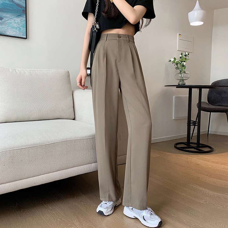 Korea Style Celana Panjang Loose High Waist Wanita Loose Straight Pants kulot/taylor pants