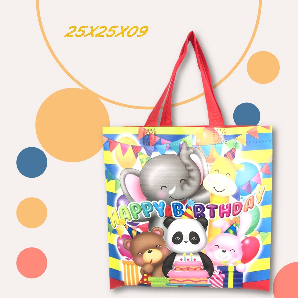 

Goodie Bag Tas Souvenir Ulang Tahun Anak Motif Animal Uk 25x25x09