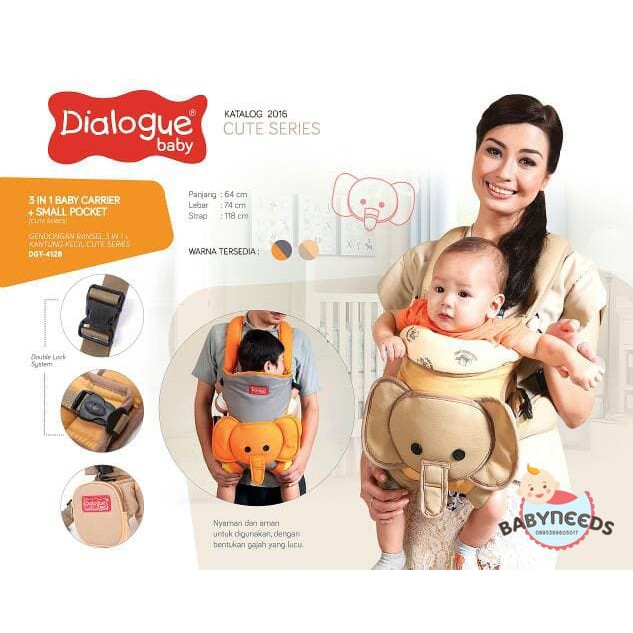 DIALOGUE Gendongan Ransel 3 In 1 Cute Series  Kantung Kecil Baby Carrier DGG 4128