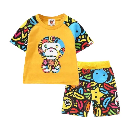 SETELAN BAJU KAOS BAYI ANAK MOTIF BAPE MILO USIA/UKURAN 1-5 TAHUN BAHAN KATUN PREMIUM BEST QUALITY TERBARU/ SETELAN BAJU KAOS BAYI ANAK LAKI LAKI/ SETELAN BAJU KAOS BAYI ANAK PEREMPUAN COWO/ SETELAN BAJU KAOS BAYI ANAK PEREMPUAN