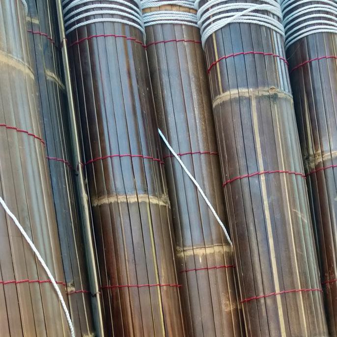 tirai bambu item sudah divernis termurah