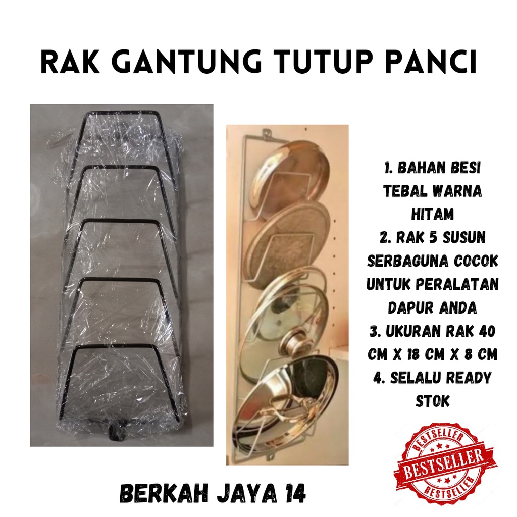 RAK GANTUNG TUTUP PANCI WARNA HITAM BAHAN BESI TEBAL HARGA MURAH BARANG BERKUALITAS TERLARIS PROMO DISKON