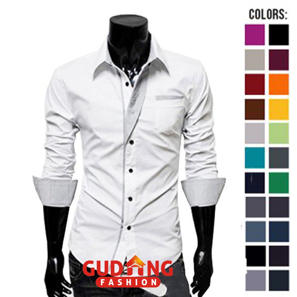 Kemeja Korea Casual Stylish Lengan Panjang Slim Fit - Banyak Pilihan Warna LNG (COMB)