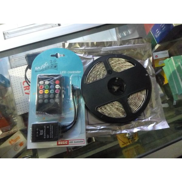 Lampu Led Strip Roll RGB 5050 Byk Warna Sensor Suara Music Musik Led Kolong Plafon Audio Kabin