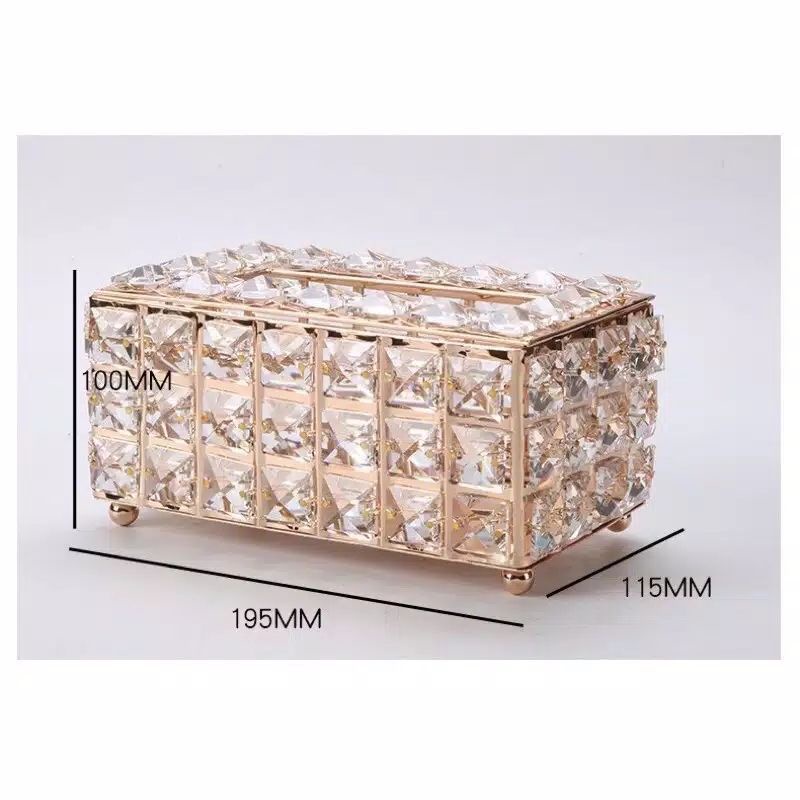 TEMPAT TISU SWAROVSKI EMAS CANTIK CRYSTAL TISSUE BOX BLING / TEMPAT TISU KACA ELEGANT / Kotak Tissue Kristal / Kotak Tisu Kristal