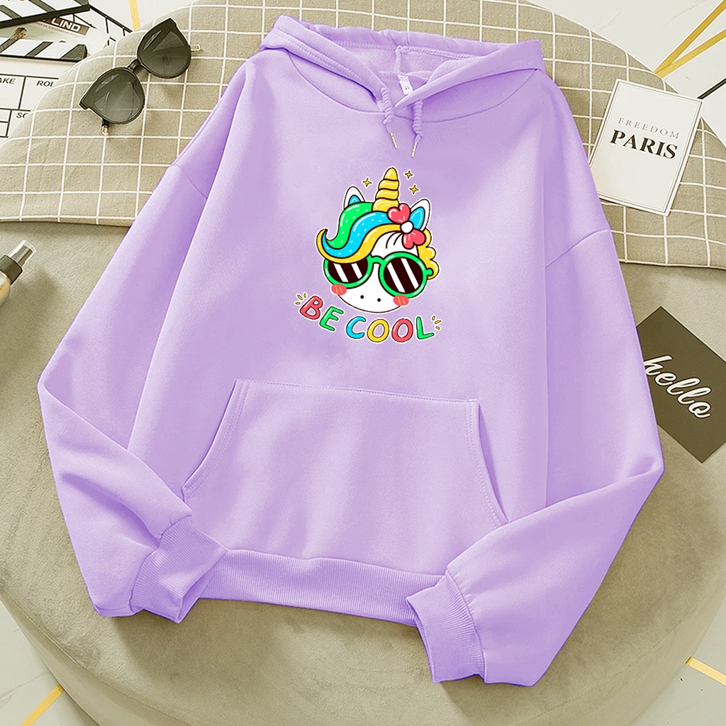 Sweater hoodie anak perempuan BEE COOL unicorn suwiter anak cewek murah