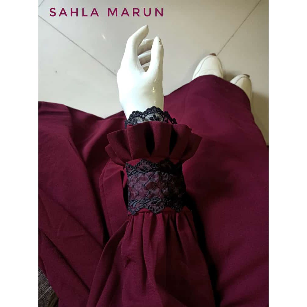 SERODJA Sahla Dress Gamis Simple Renda Rempel, Size M. L dan XL-3