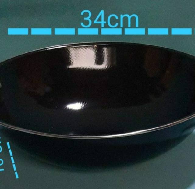 wajan penggorengan kuali masak enamel cm anti lengket 34cm 2 kuping