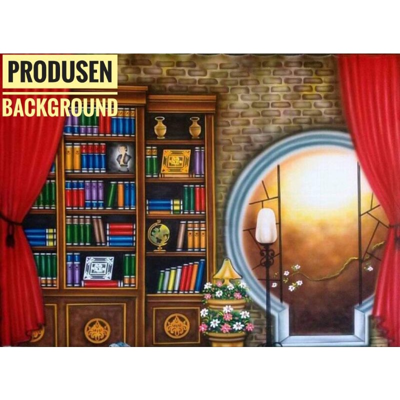 Terbaru Kain WS ER1 Kain Background Studio Foto Wisuda 3x2,5m Jendela Bulat Tirai Merah
